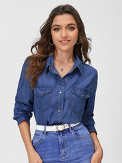 KOTTY Women Solid Casual Blue Shirt