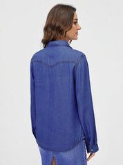 KOTTY Women Solid Casual Blue Shirt