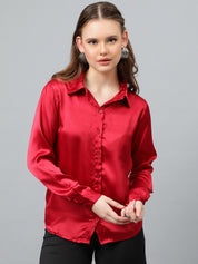 KOTTY Women Solid Casual Maroon Shirt