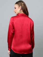 KOTTY Women Solid Casual Maroon Shirt