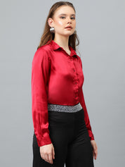 KOTTY Women Solid Casual Maroon Shirt