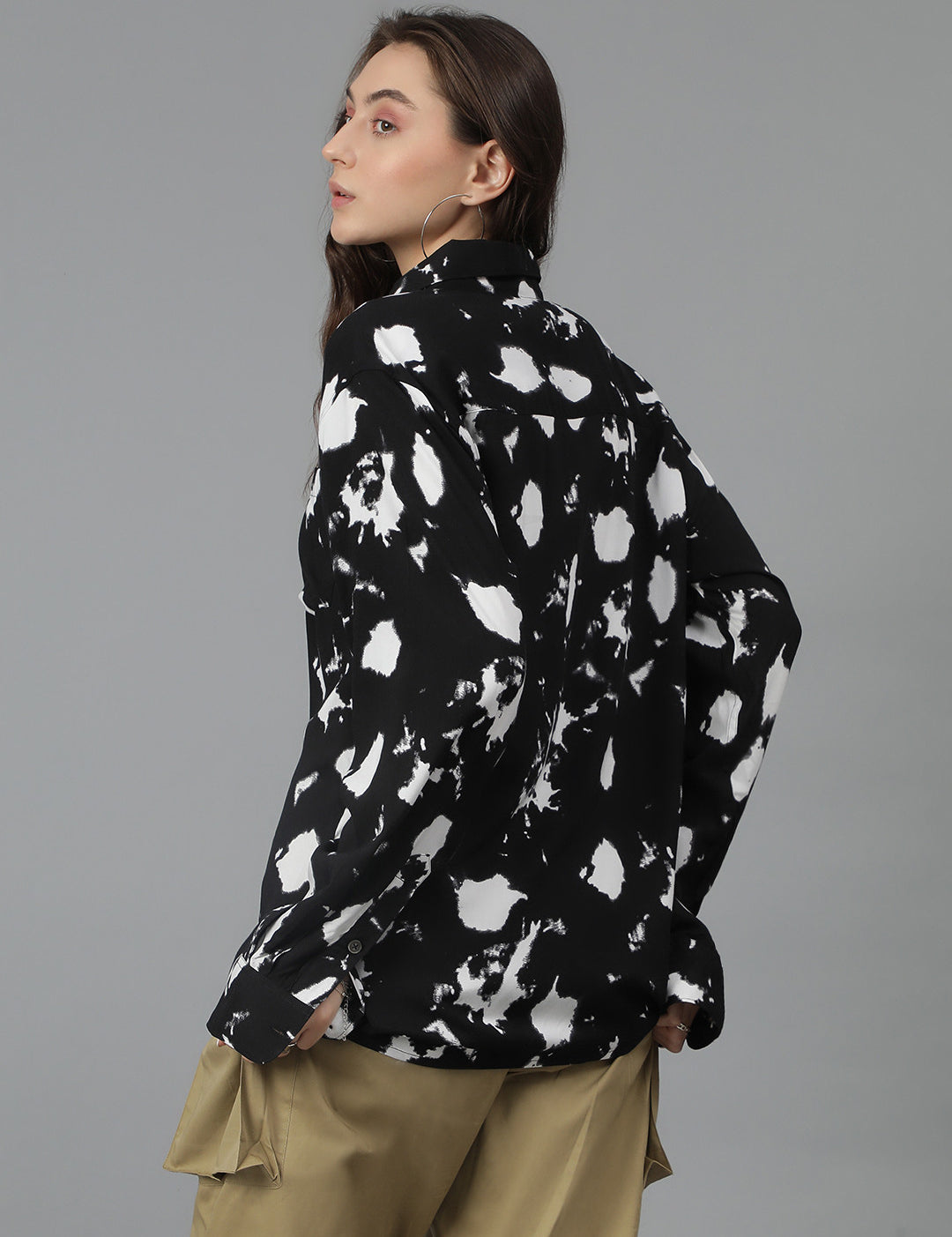 KOTTY Women Printed Casual Black Shirt