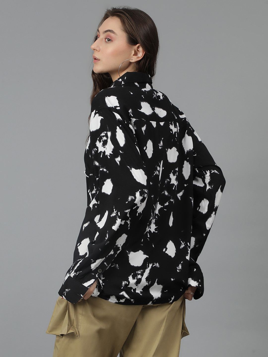 KOTTY Women Printed Casual Black Shirt