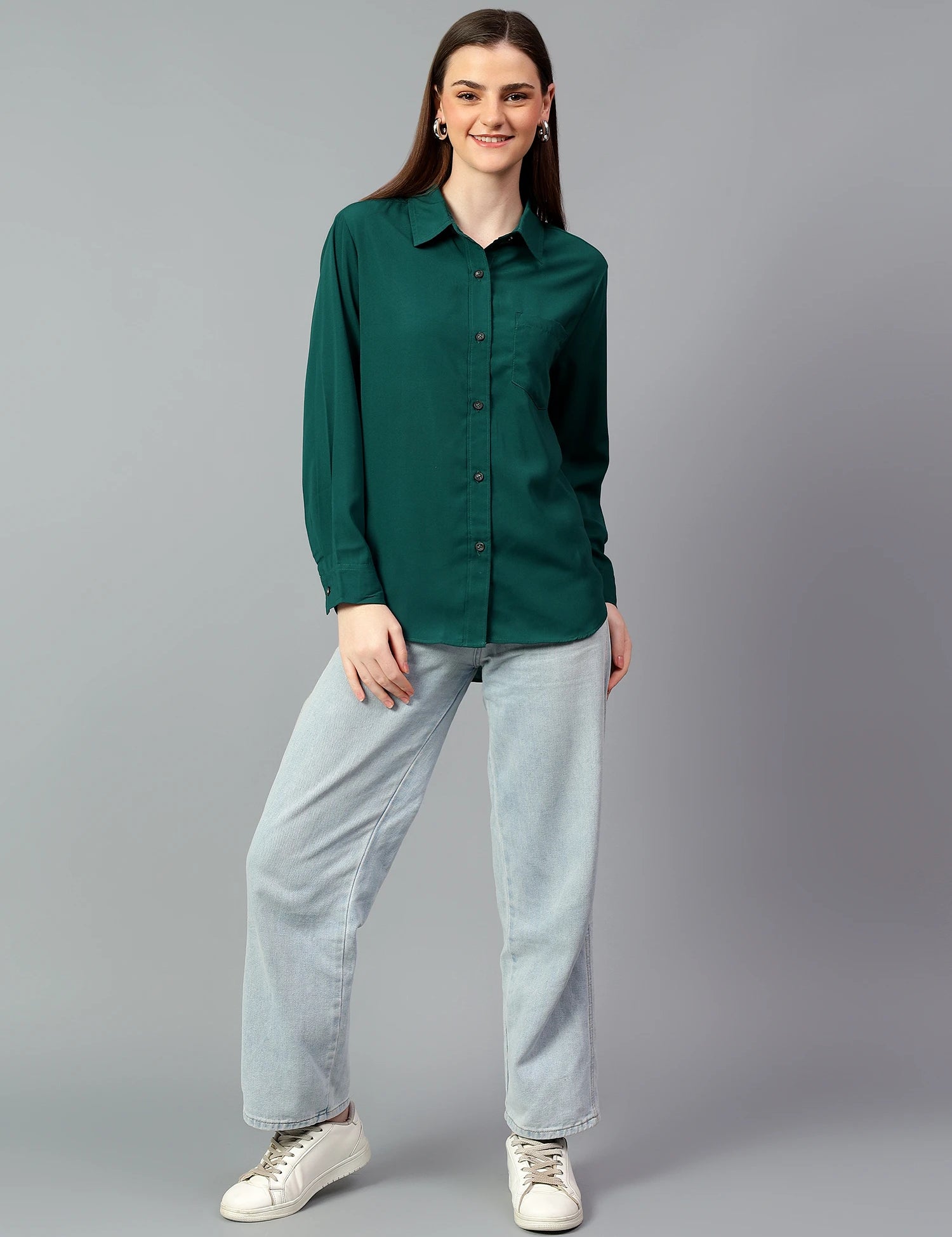 KOTTY Women Solid Casual Green Shirt