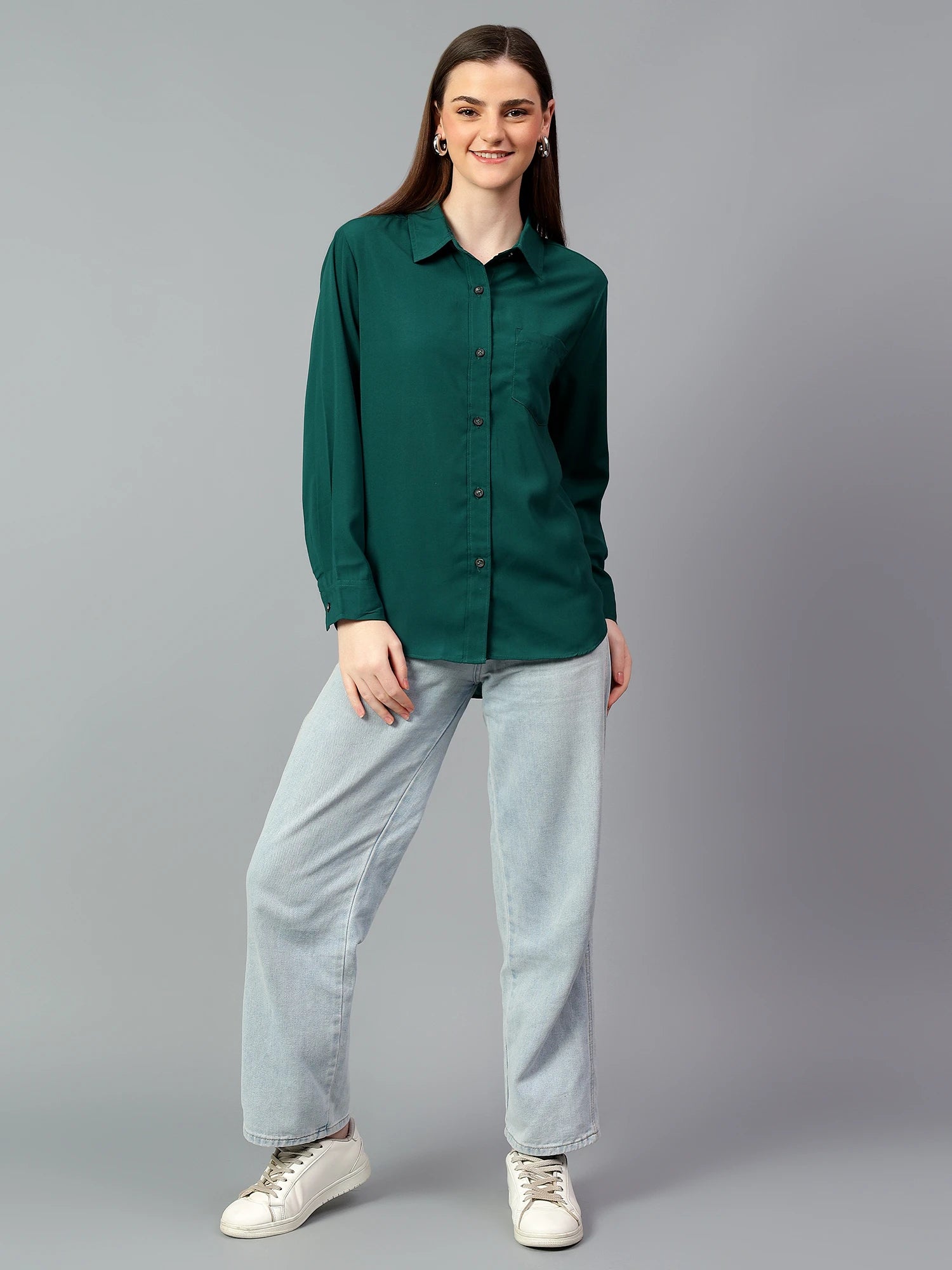 KOTTY Women Solid Casual Green Shirt