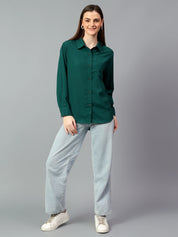 KOTTY Women Solid Casual Green Shirt