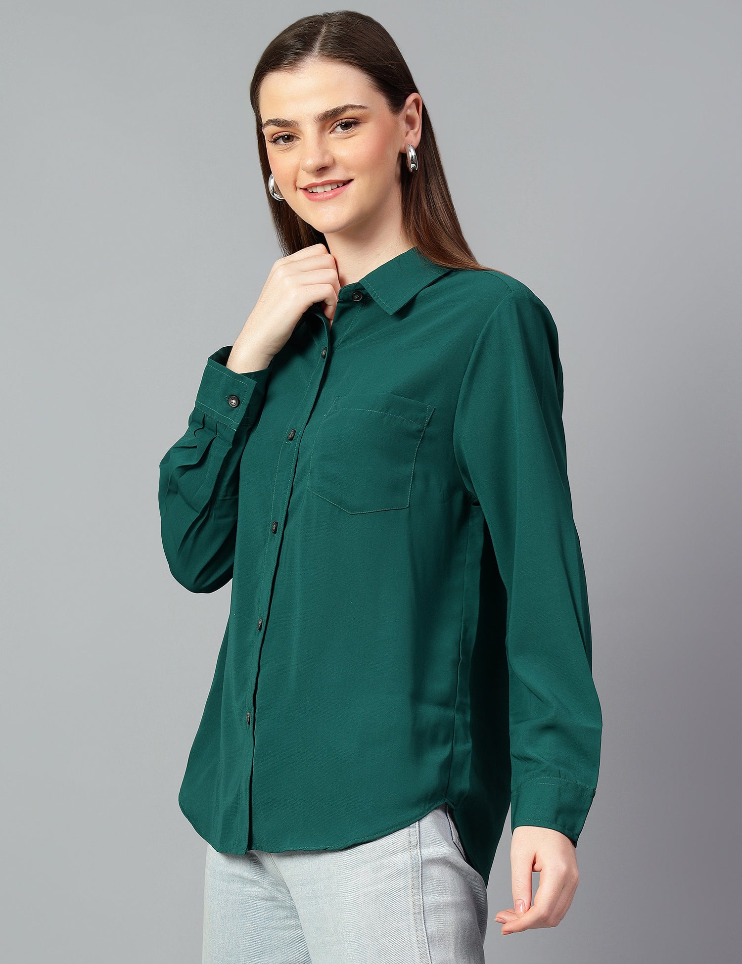 KOTTY Women Solid Casual Green Shirt