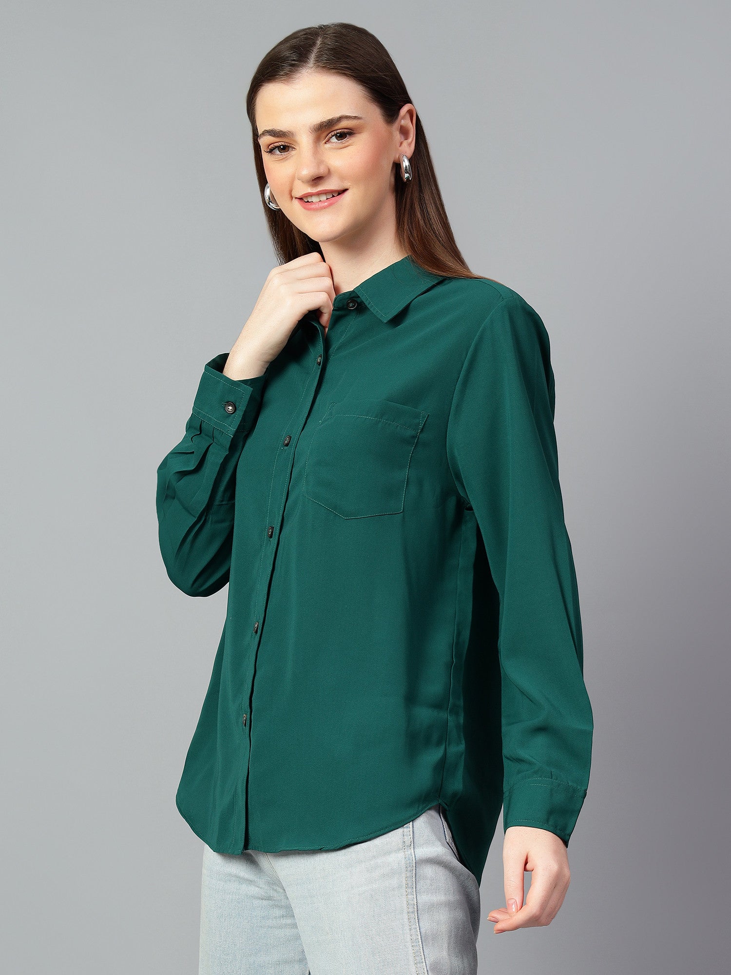 KOTTY Women Solid Casual Green Shirt