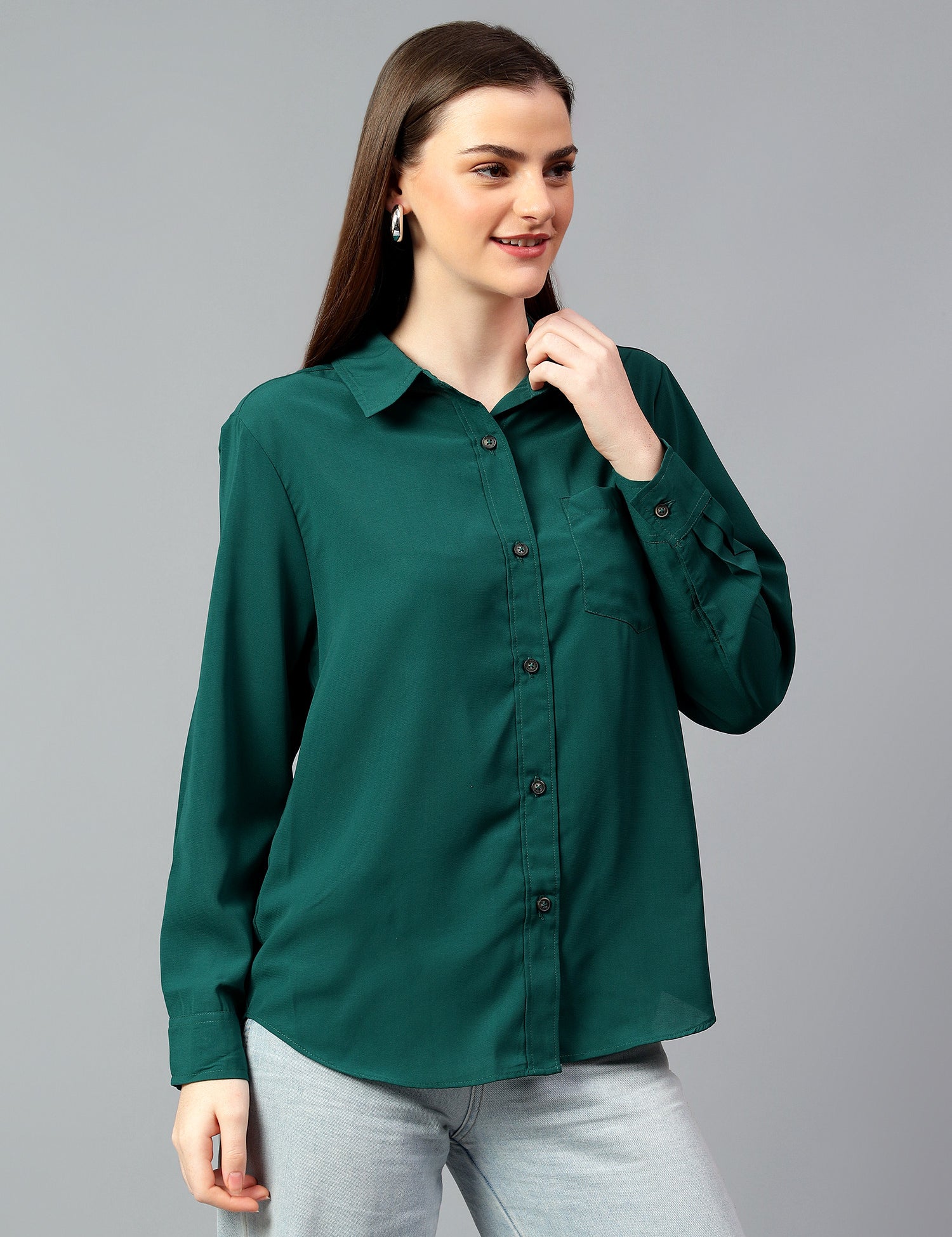KOTTY Women Solid Casual Green Shirt