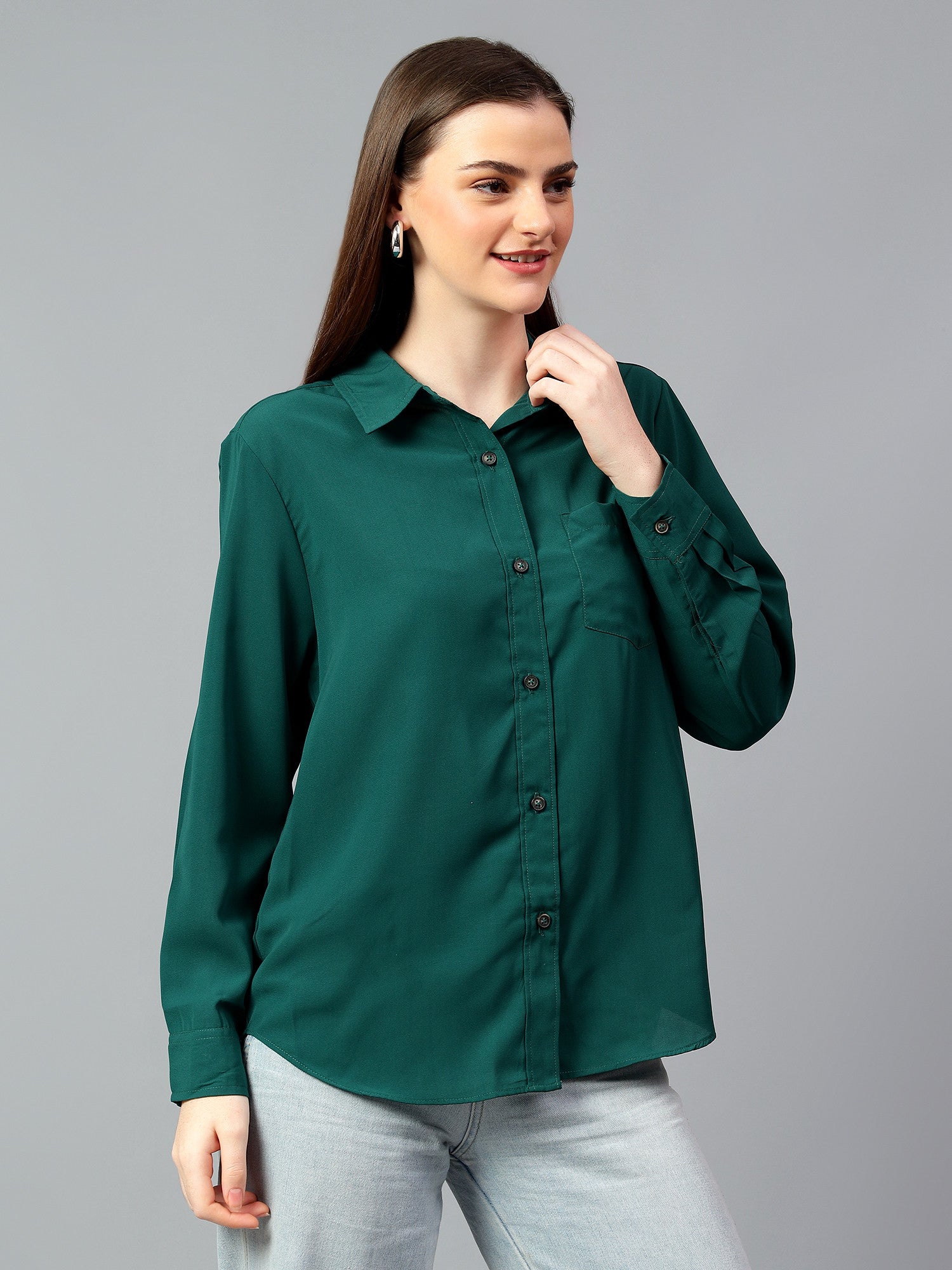 KOTTY Women Solid Casual Green Shirt