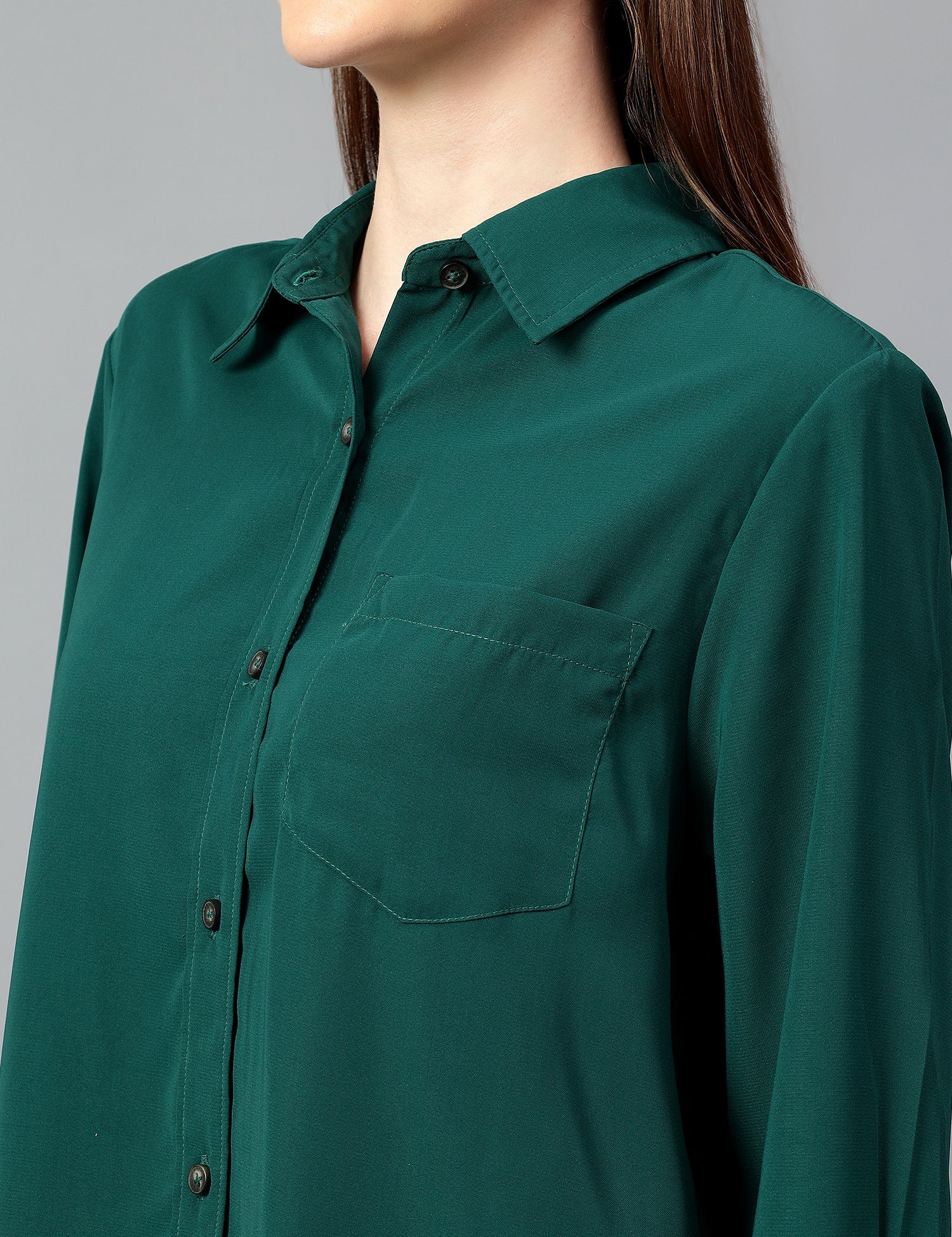 KOTTY Women Solid Casual Green Shirt