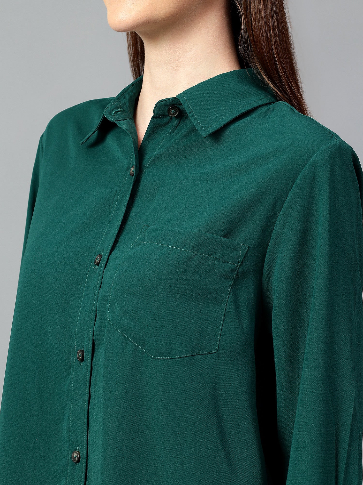 KOTTY Women Solid Casual Green Shirt
