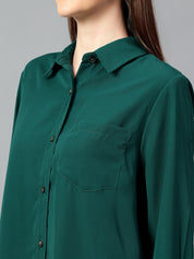 KOTTY Women Solid Casual Green Shirt