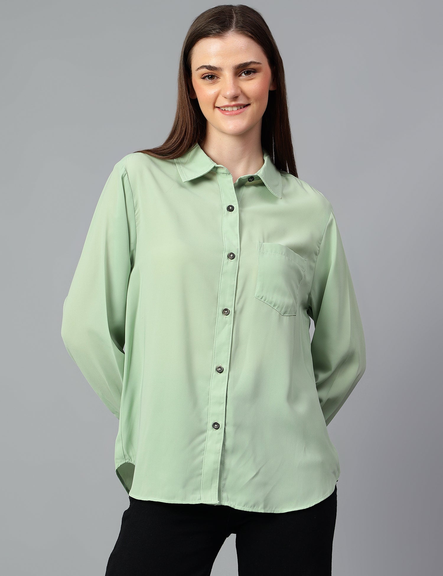 KOTTY Women Solid Casual Green Shirt