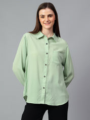 KOTTY Women Solid Casual Green Shirt