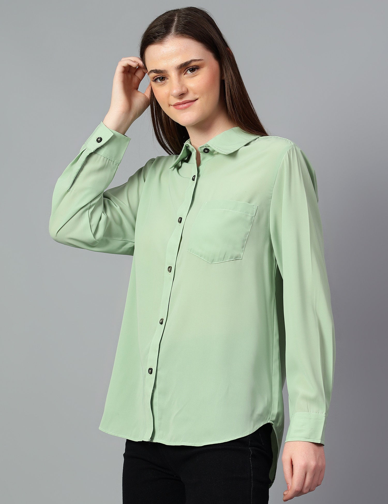 KOTTY Women Solid Casual Green Shirt
