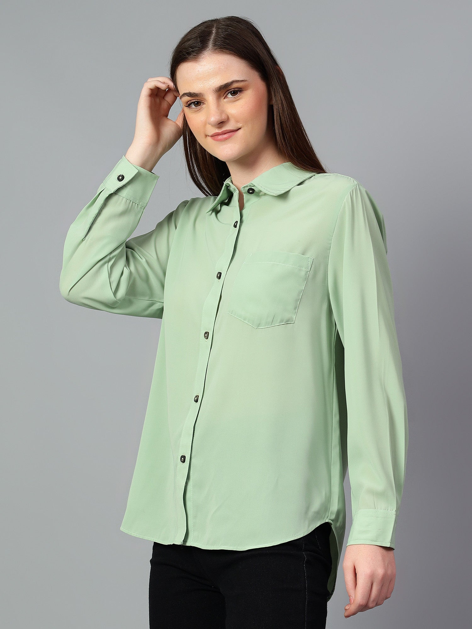KOTTY Women Solid Casual Green Shirt