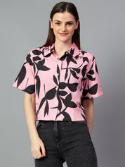 KOTTY Women Printed Casual Black, Pink Shirt