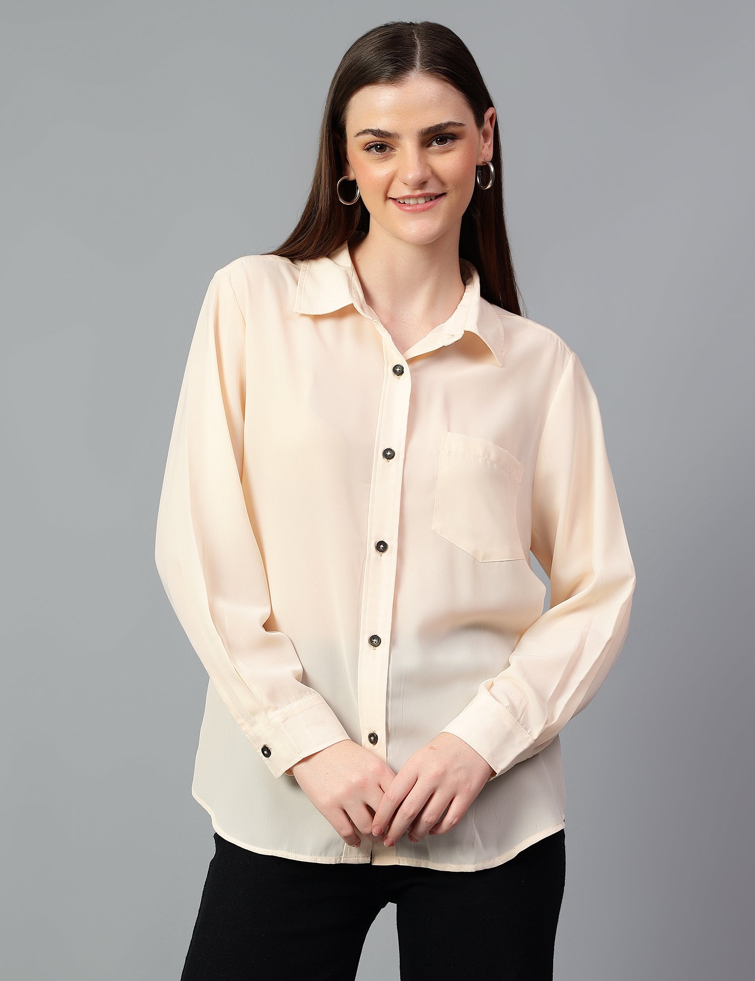 KOTTY Women Solid Casual Beige Shirt
