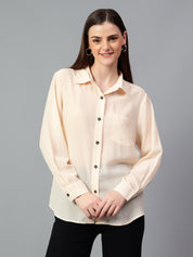 KOTTY Women Solid Casual Beige Shirt