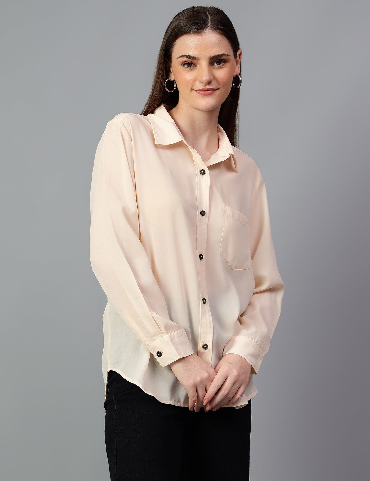KOTTY Women Solid Casual Beige Shirt