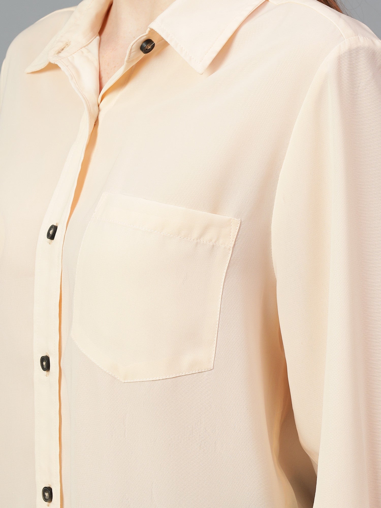 KOTTY Women Solid Casual Beige Shirt