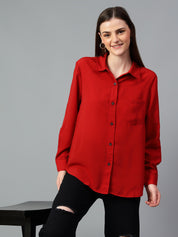 KOTTY Women Solid Casual Red Shirt