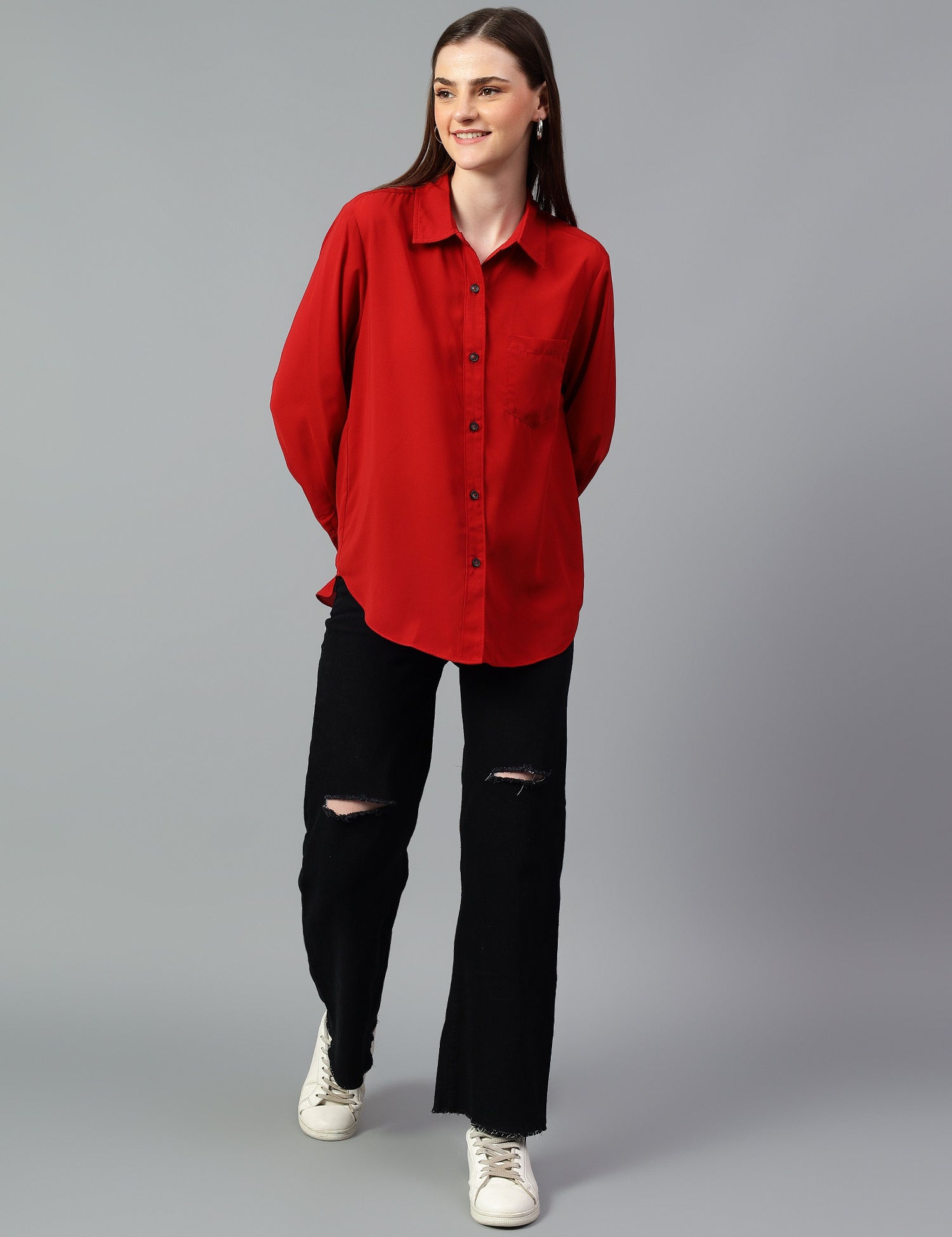 KOTTY Women Solid Casual Red Shirt