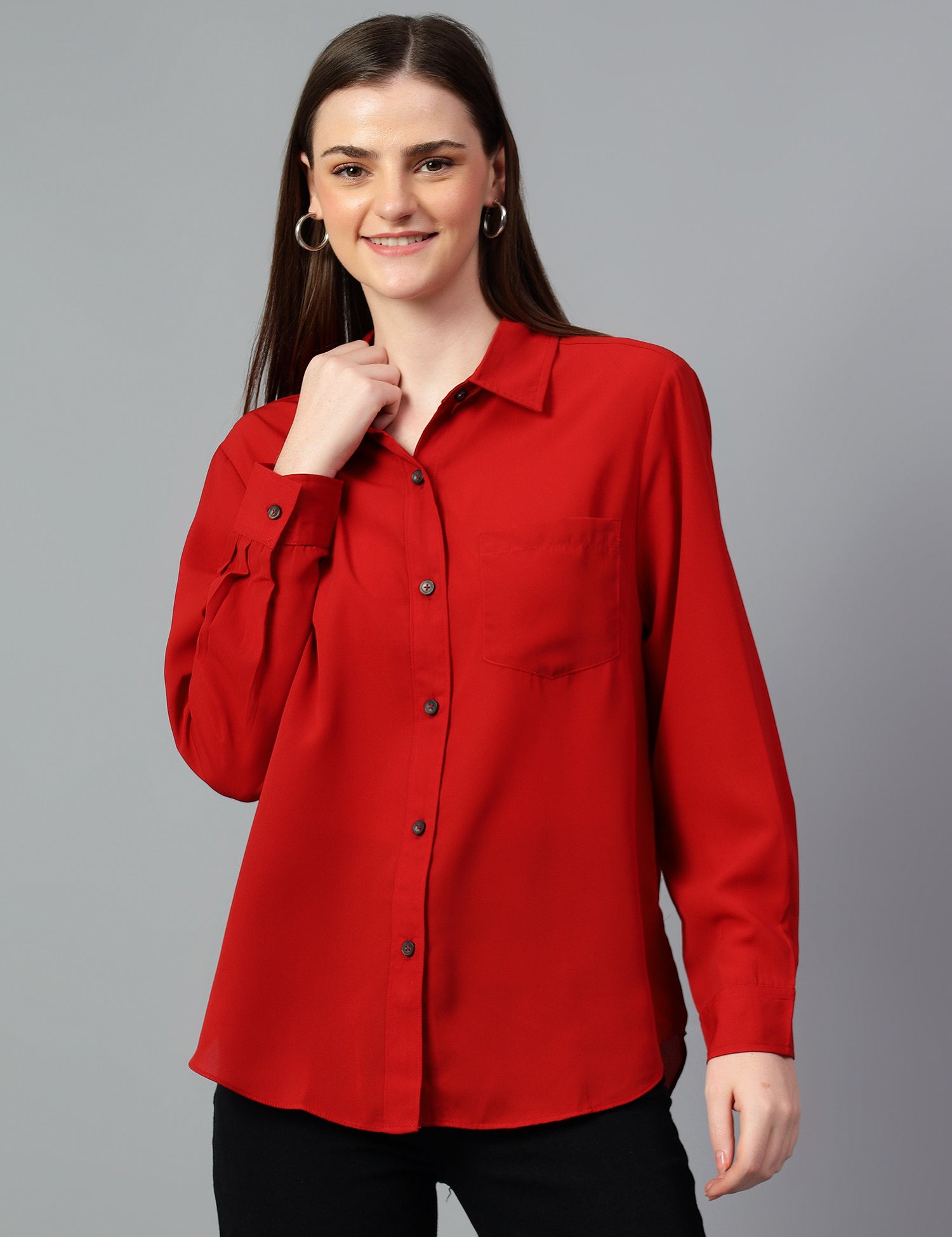 KOTTY Women Solid Casual Red Shirt