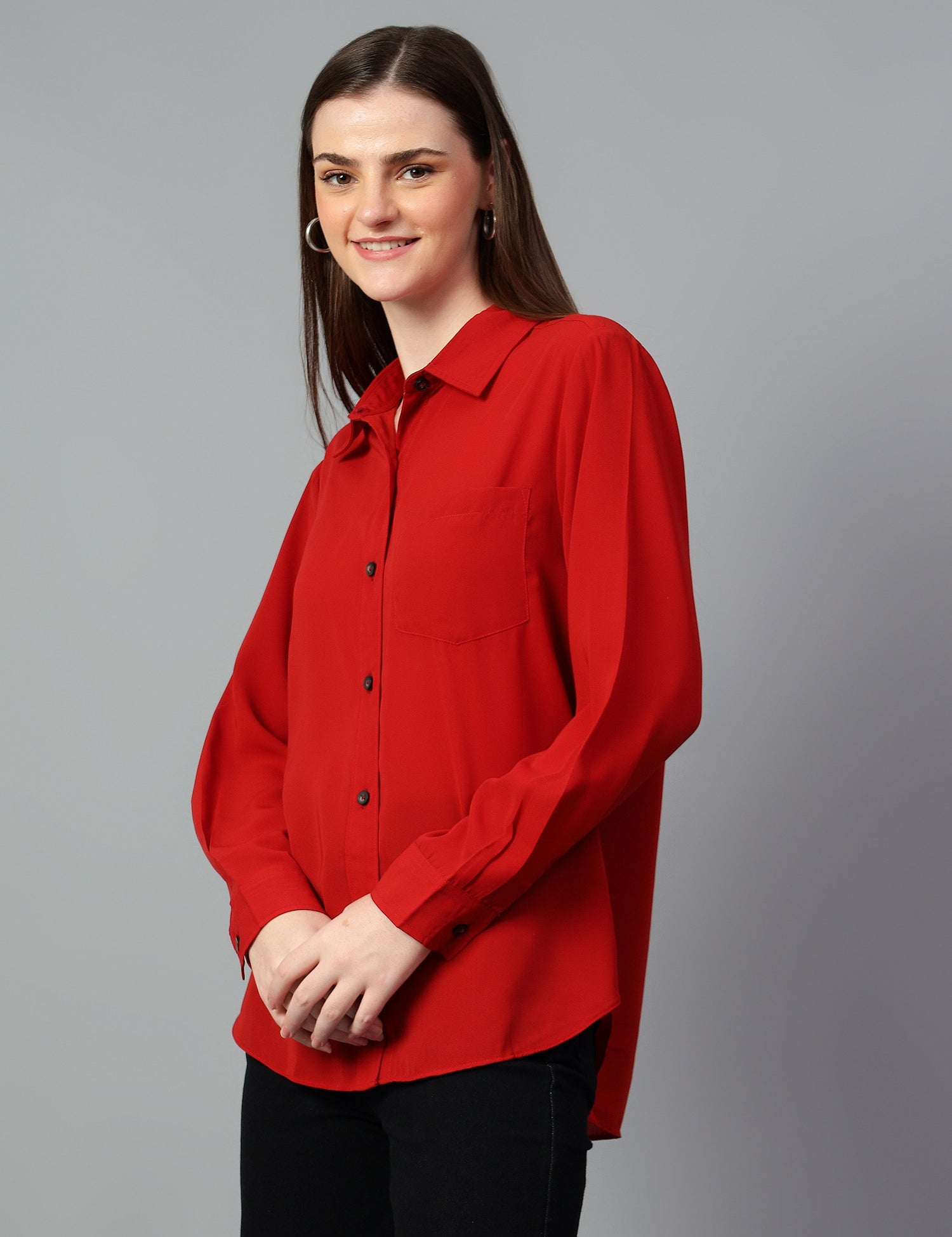 KOTTY Women Solid Casual Red Shirt
