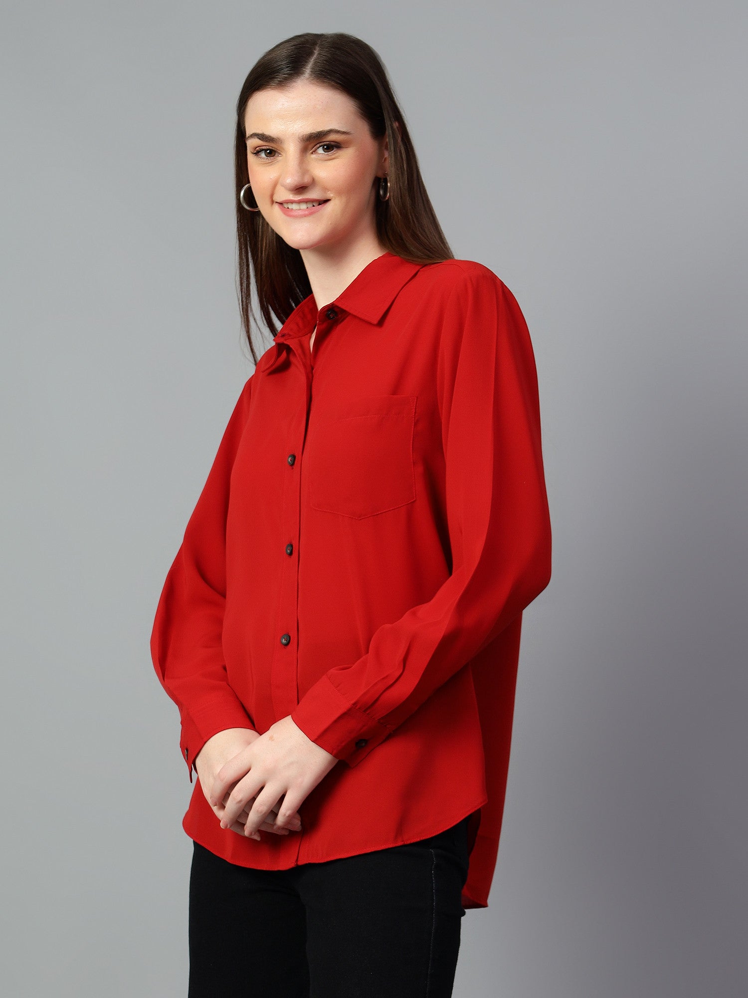 KOTTY Women Solid Casual Red Shirt