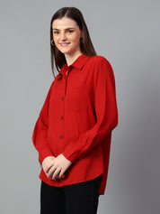 KOTTY Women Solid Casual Red Shirt