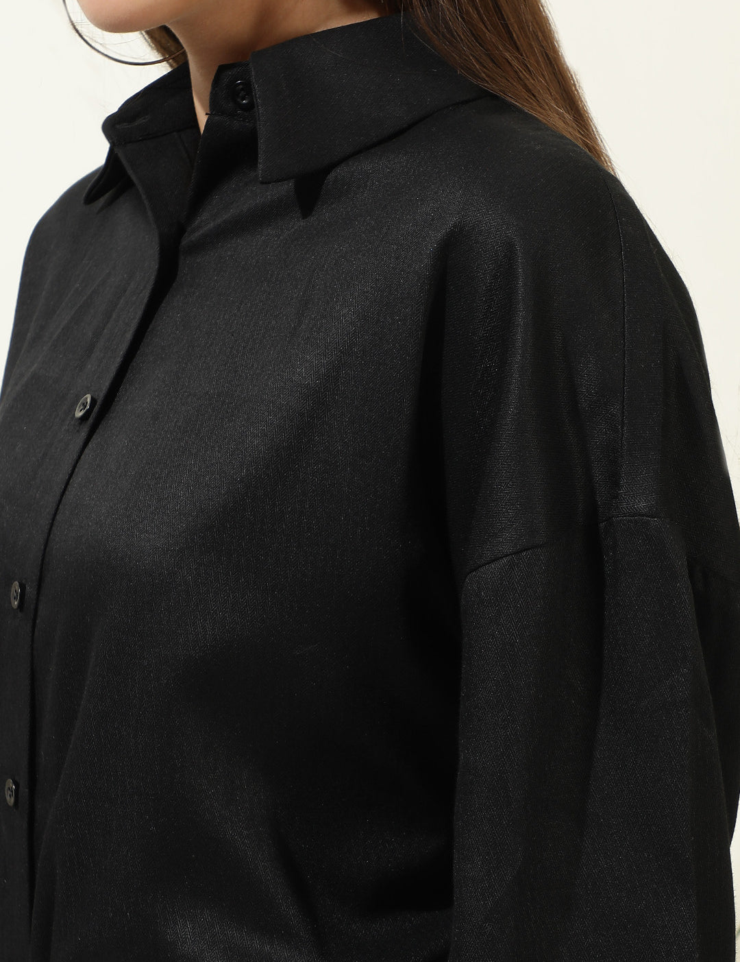 KOTTY Women Solid Casual Black Shirt