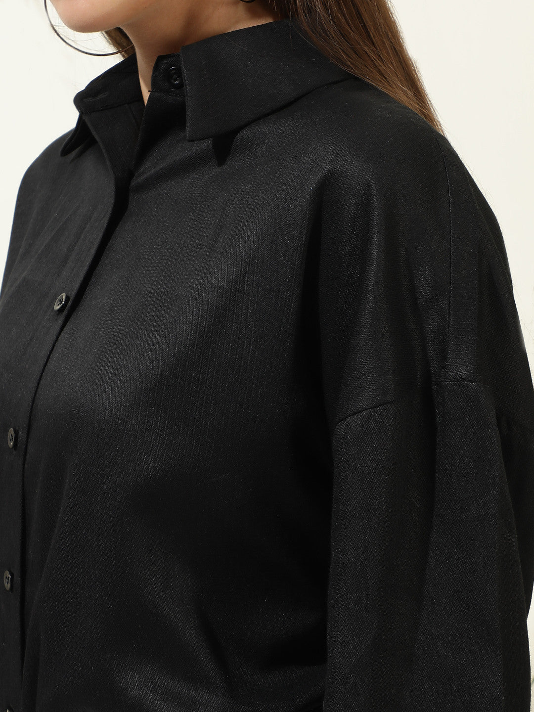 KOTTY Women Solid Casual Black Shirt