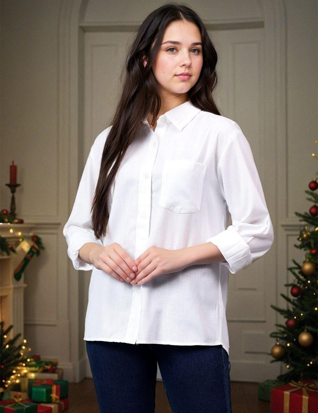KOTTY Women Solid Casual White Shirt