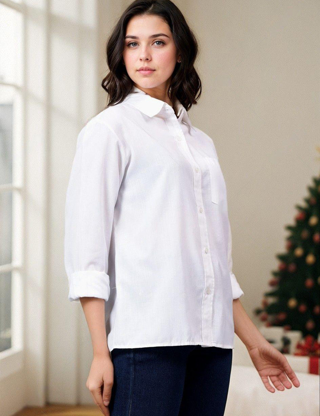 KOTTY Women Solid Casual White Shirt