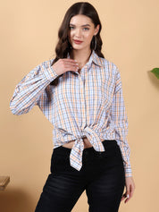 KOTTY Women's Multicolor Checked Casual Cotton Shirt