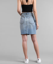 KOTTY Solid Women Straight Blue Skirt 