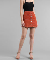 KOTTY Solid Women Straight Orange Skirt 