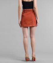 KOTTY Solid Women Straight Orange Skirt 
