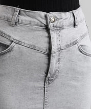 KOTTY Solid Women Straight Grey Skirt 