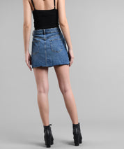 KOTTY Solid Women Straight Blue Skirt 