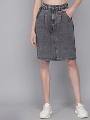 KOTTY Solid Women Regular Grey Skirt 