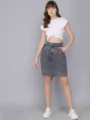 KOTTY Solid Women Regular Grey Skirt 