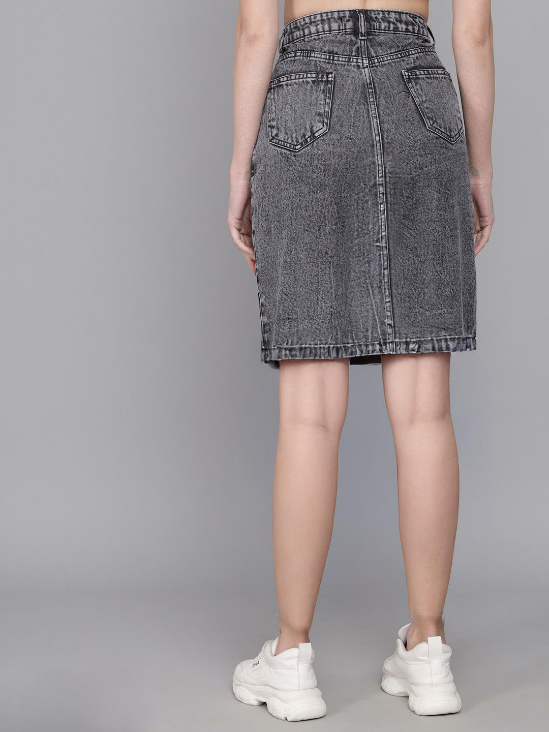 KOTTY Solid Women Regular Grey Skirt 