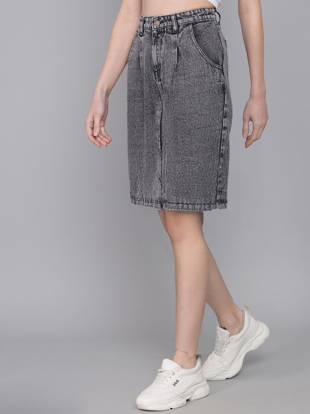 KOTTY Solid Women Regular Grey Skirt 