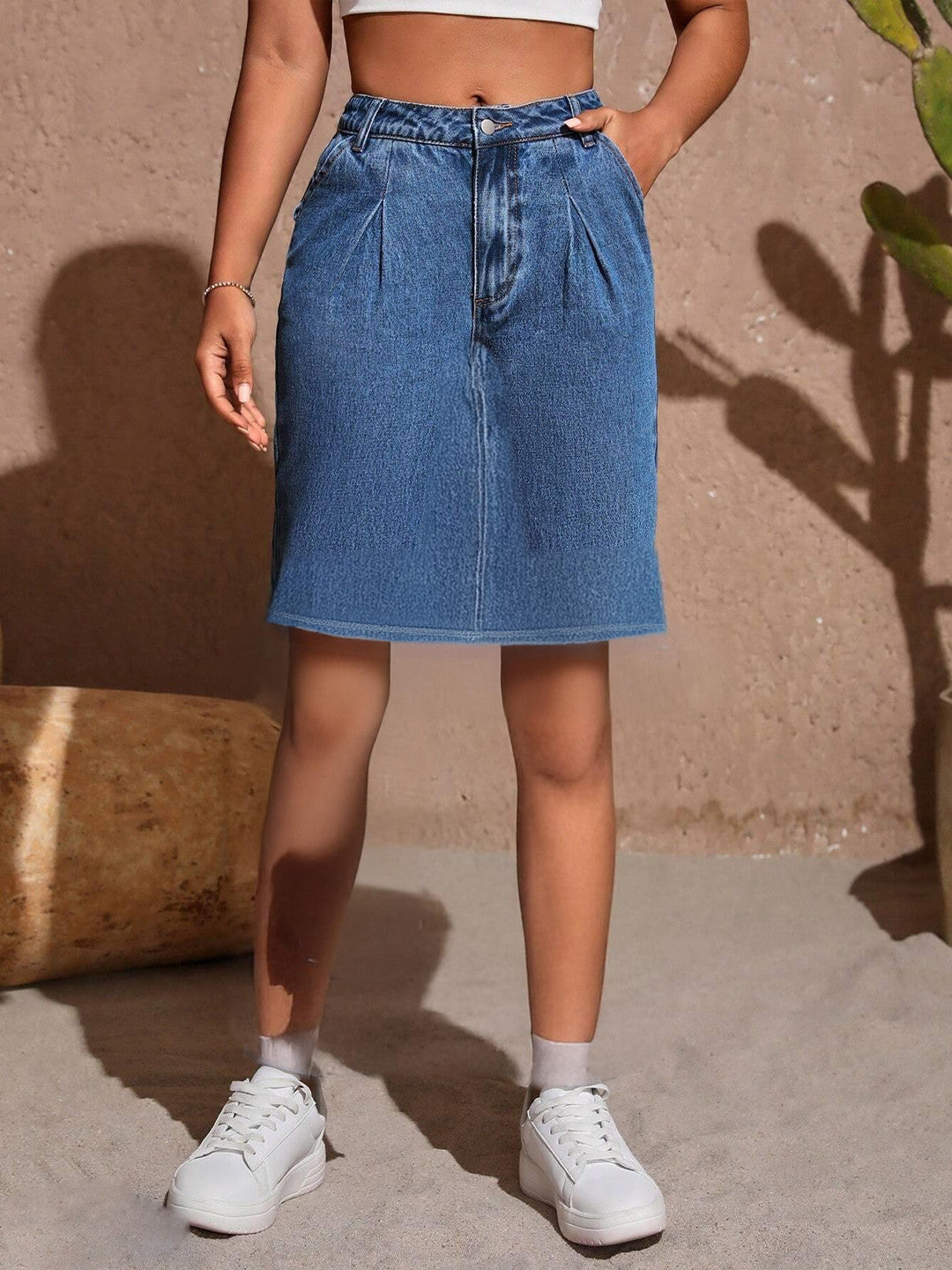 KOTTY Solid Women A-line Blue Skirt 