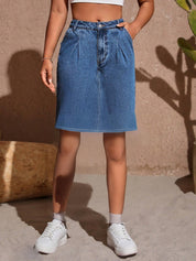 KOTTY Solid Women A-line Blue Skirt 