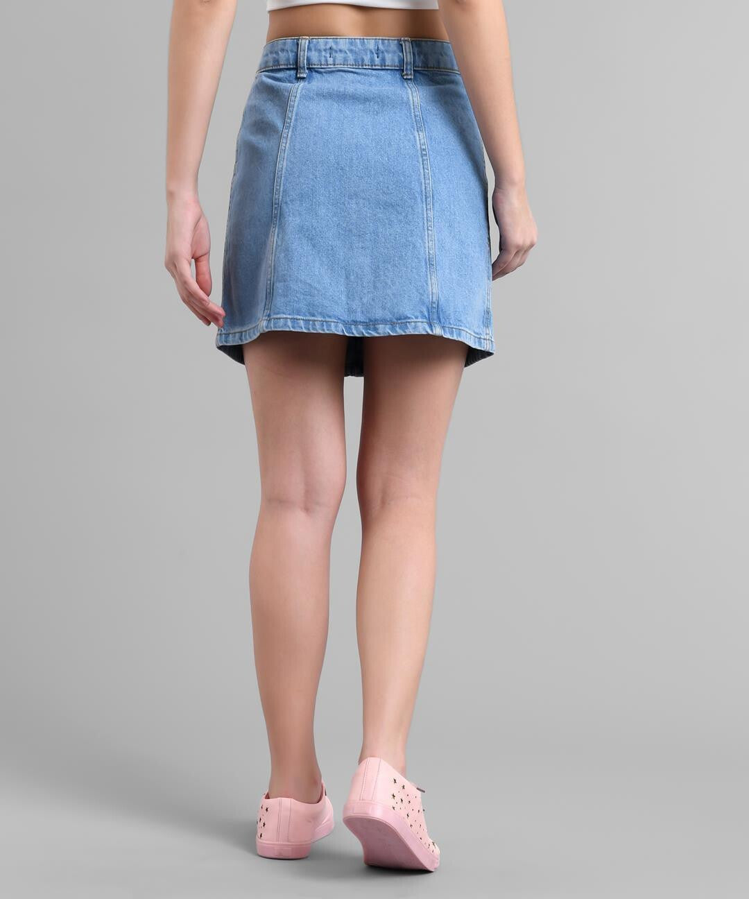 KOTTY Solid Women Straight Blue Skirt 