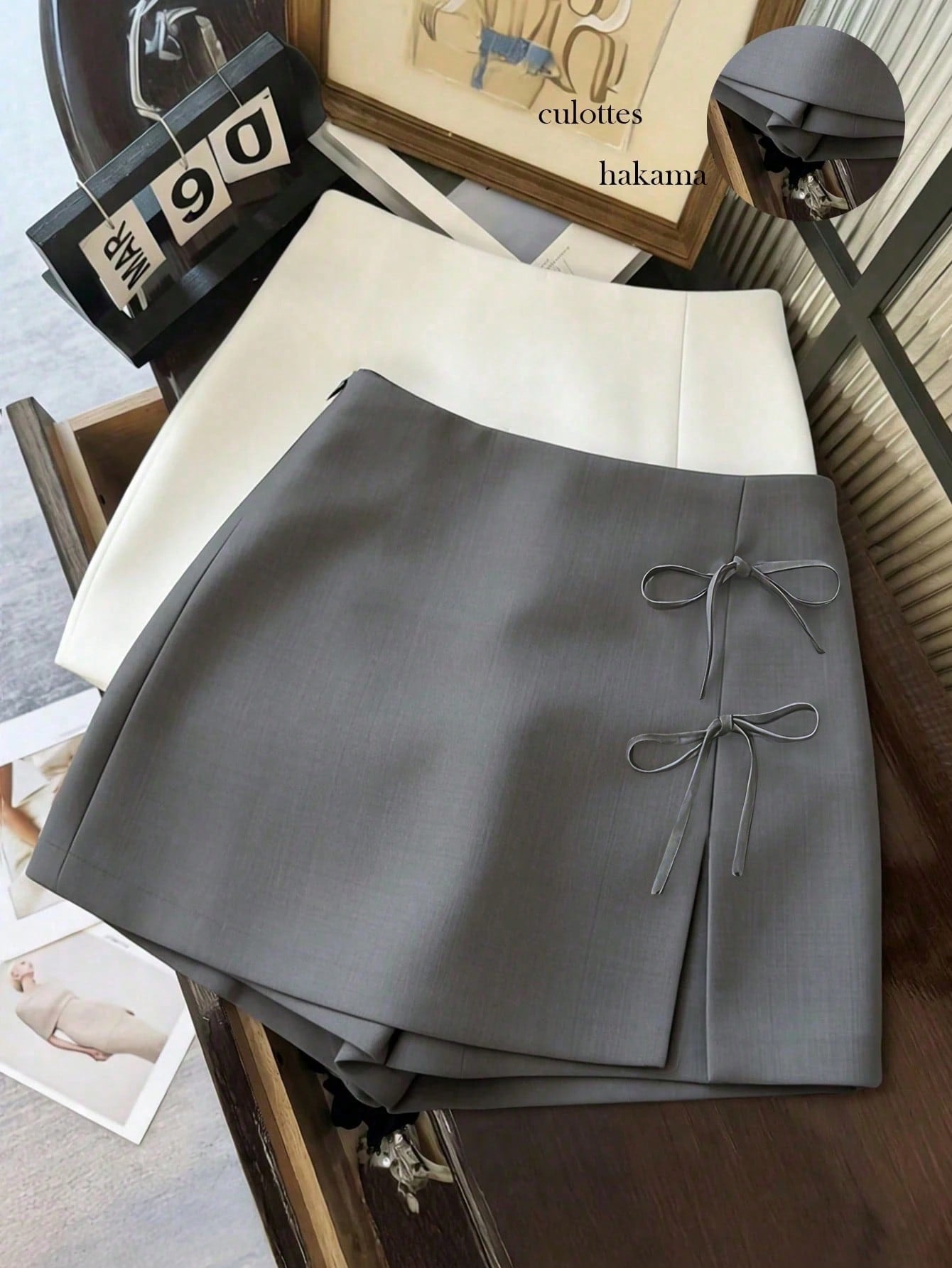 Women's High-Waist Bow Detail Skort Short Skirt